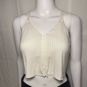 LIKE NEW Aerie White Ribbed Bralette Lace Racerback Crop Top